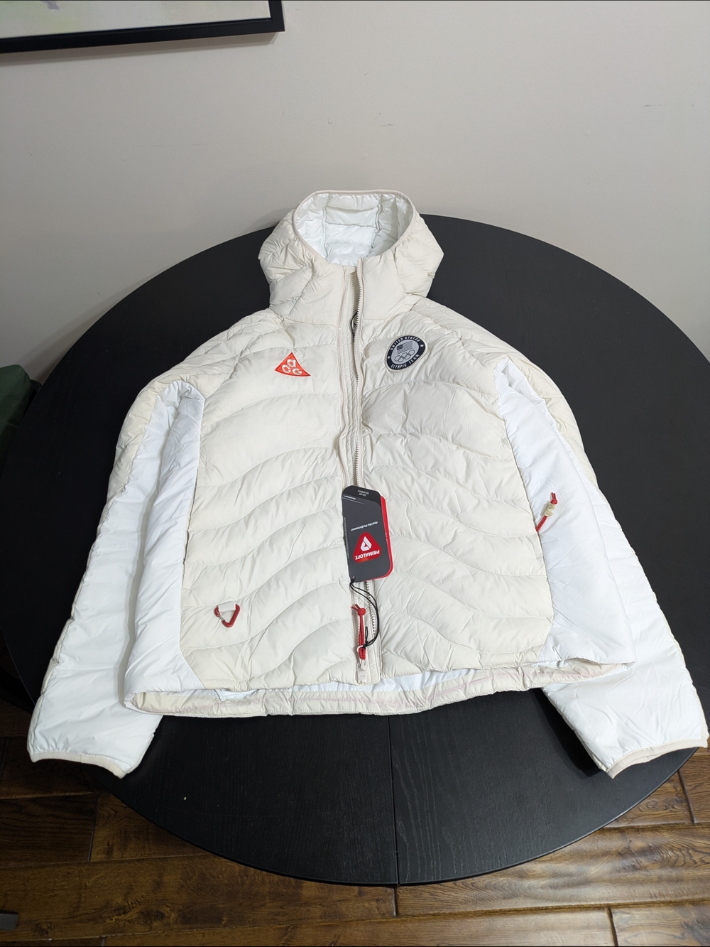 Nike ACG White & Off-White Puffer Jacket - USA Olympic Team Badge - New